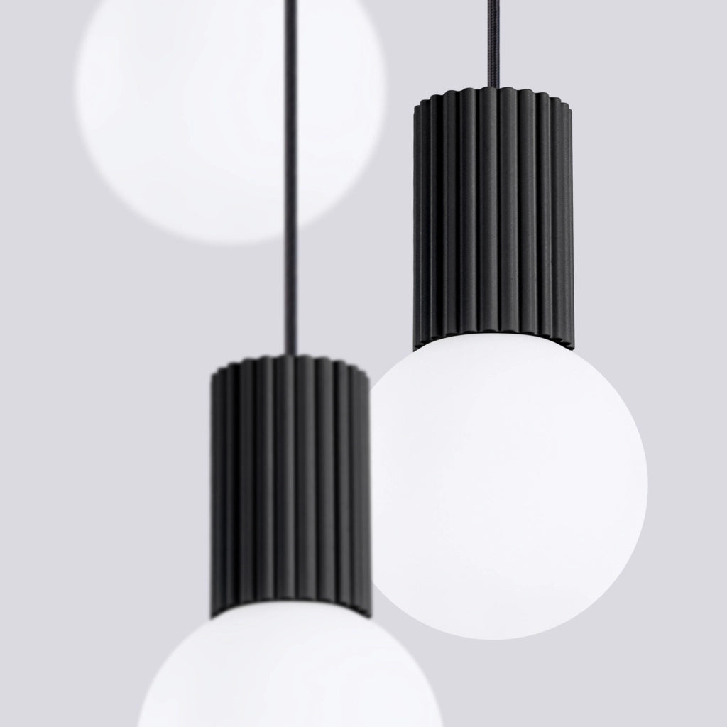 Lampada sospensione moderna 3 luci nera SFERA PureLume