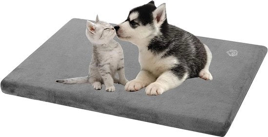 Letto per cani Piccoli cani Cuscino per cani Lavabile, Letto per cani Idrorepellente Dimensioni: 59x41x7,6cm, Cuscino per cani Adatto per gabbie, Cappotto per cani con Cappuccio Rimovibile e Lavabile per Piccoli cani, Grigio