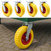 Set 4 ruote girevoli da trasporto, antiforatura, 220x58 mm, 100 kg/ruota, con piastra di montaggio