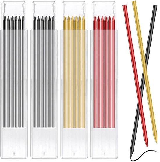 Pentagrafi 24 pezzi - 2,8 mm guaina - grafite idrorepellente - matite per carpenteri - scatola di conservazione - durature e resistenti - matite per carpenteri