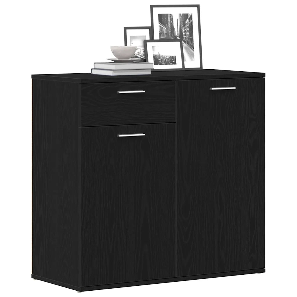 Credenza Rovere Nero 80x36x75 cm in Legno Multistrato 862010