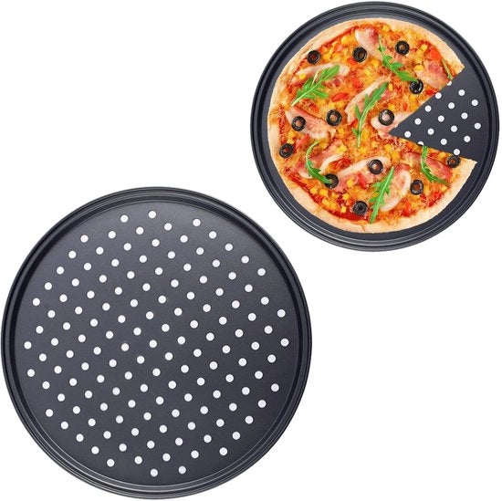 Piatto per Pizza in Acciaio di Carbonio - Antiforfora - Leggero - 24,5cm - Mantenimento della Forma Perfetto