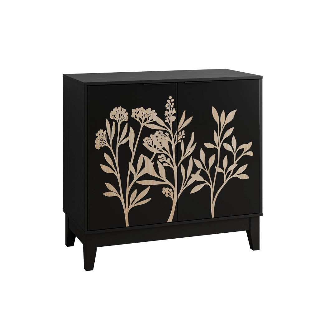 Credenza con 2 ante e ripiano regolabile; per soggiorno; cucina; in MDF; nero