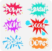 Stencils per testo di fumetti - 6 stili diversi - 30x30 cm