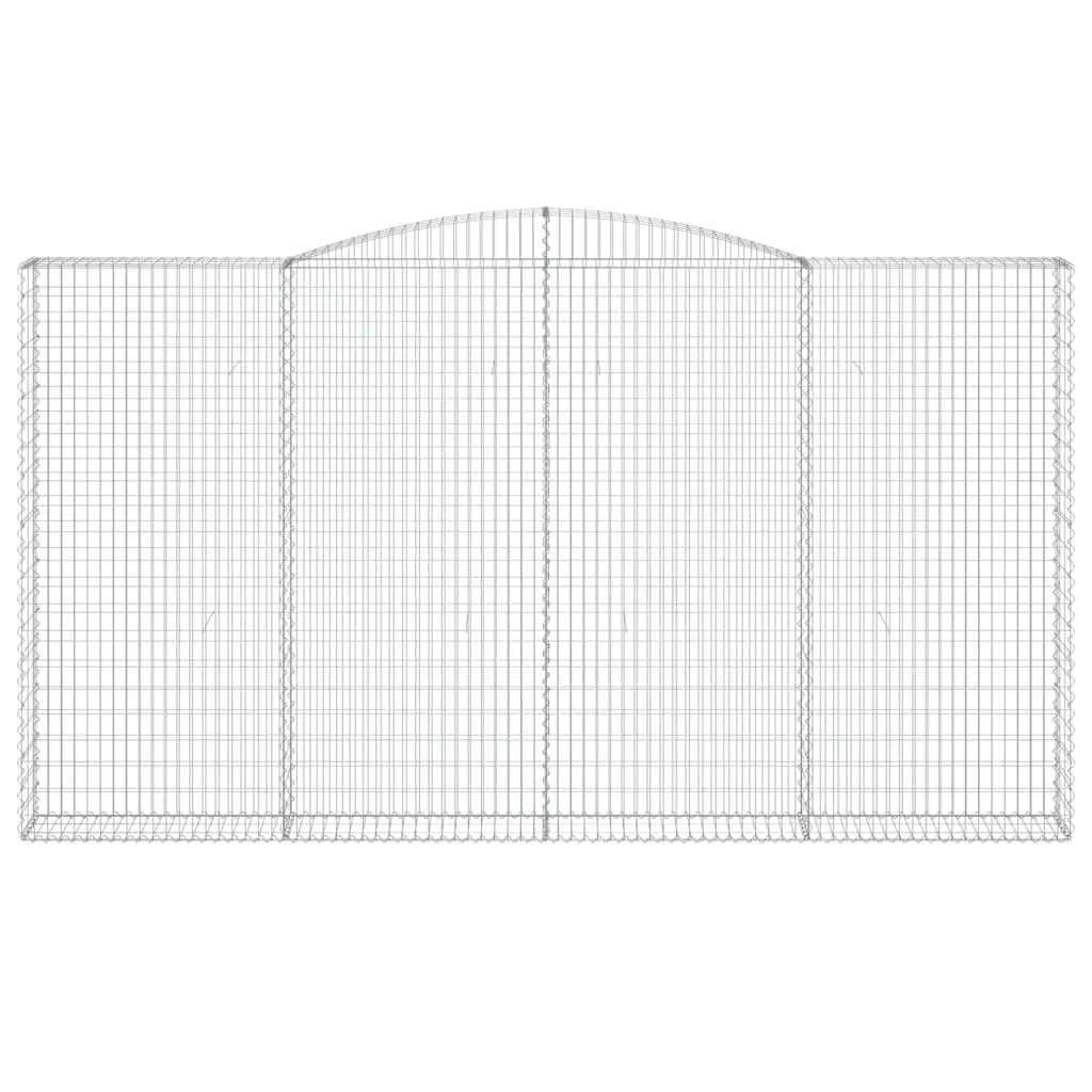 Set di 8 gabbioni ad arco per recinzione gabbia o muro di contenimento 400 x 30 x 220/240 cm ferro zincato argento 02_0041213