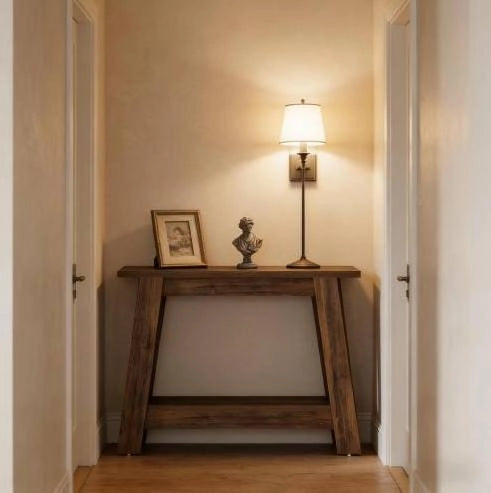 Tavolo consolle con 2 ripiani aperti 105 x 30 x 80 cm; marrone rustico