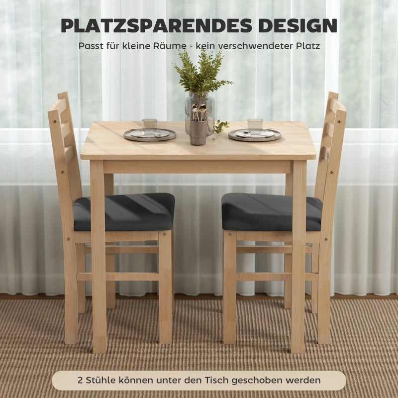 TAVOLO DA PRANZO Set 3 pezzi 80x60 cm Legno naturale
