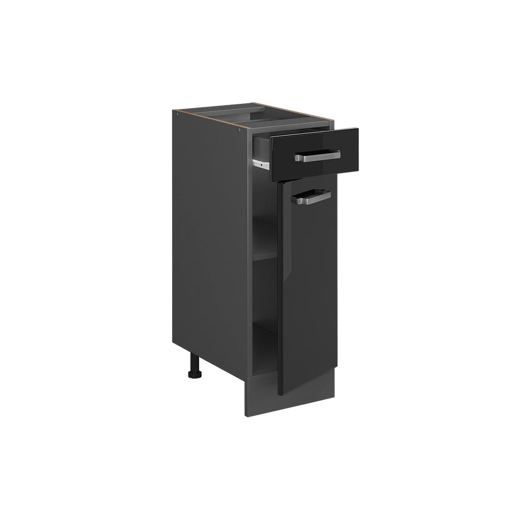 Mobiletto base per cucina R-Line Nero lucido/Antracite 30 cm PL Marmo Vicco
