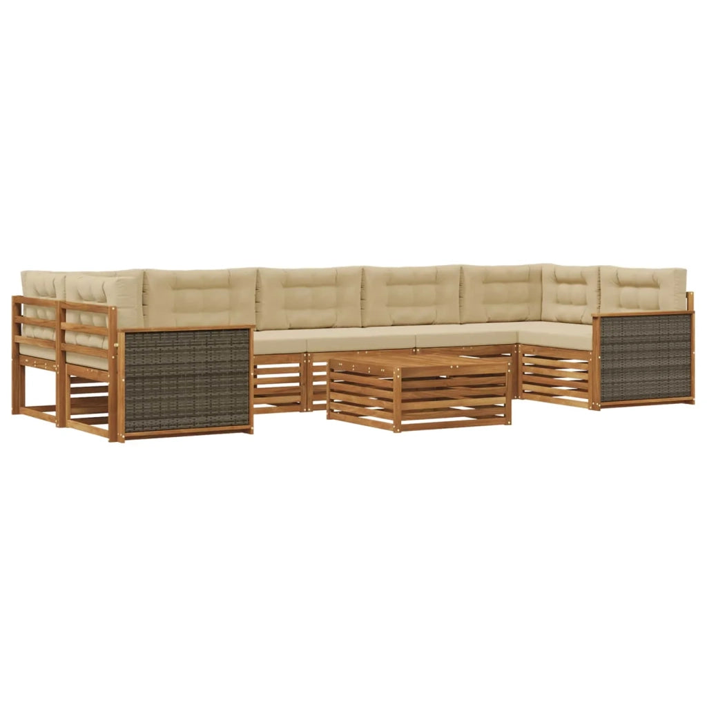 Set di divani da esterno 8 pz Naturale e Beige 3383141