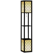Lampada a piantana scaffale 2 luci 4 ripiani ¨C zephmum ¨C MDF nero 26x26x156 cm