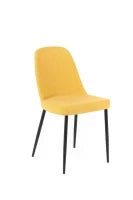 E-STYLO Sedia da pranzo in tessuto giallo e gambe in metallo nero, imbottita, 55cm X 46cm H. 85cm.
