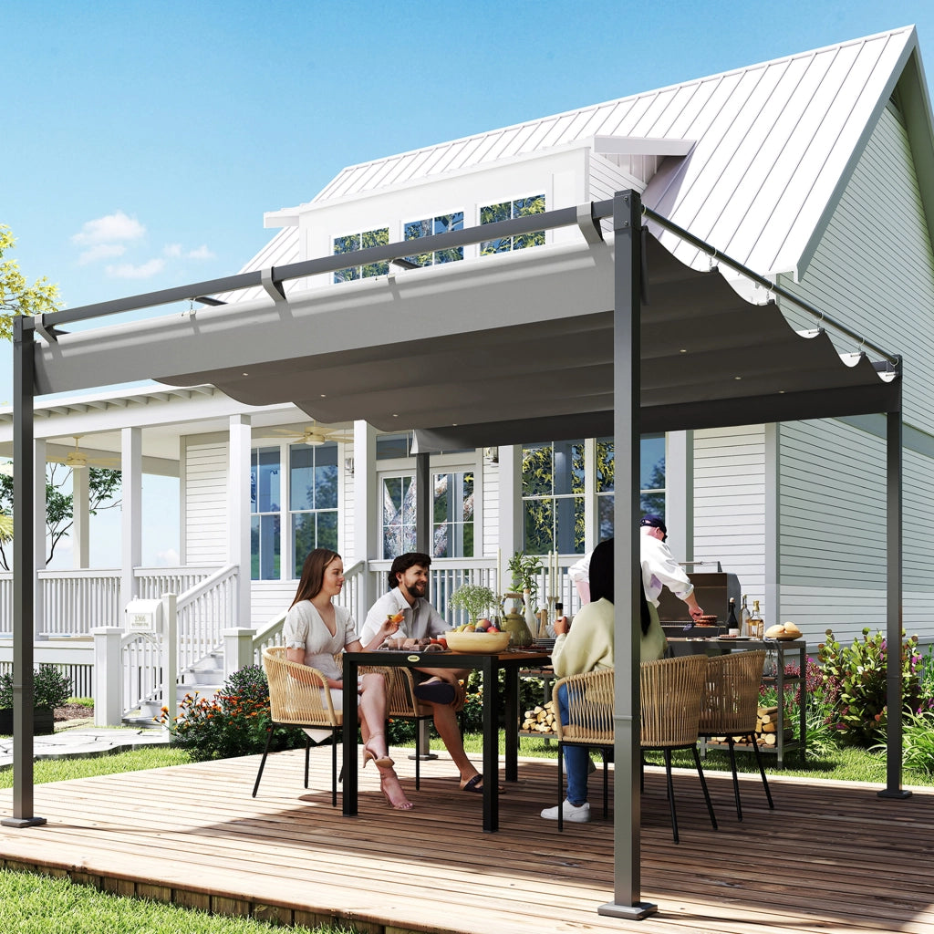 Pergola R¨¦tractable 3x3m ¨C zephmum ¨C Grigio, Polyester, 300x300x250 cm
