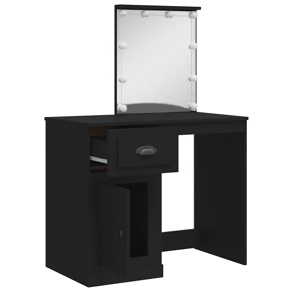 Toeletta con Luci LED Nera 90x42x132,5 cm 834971