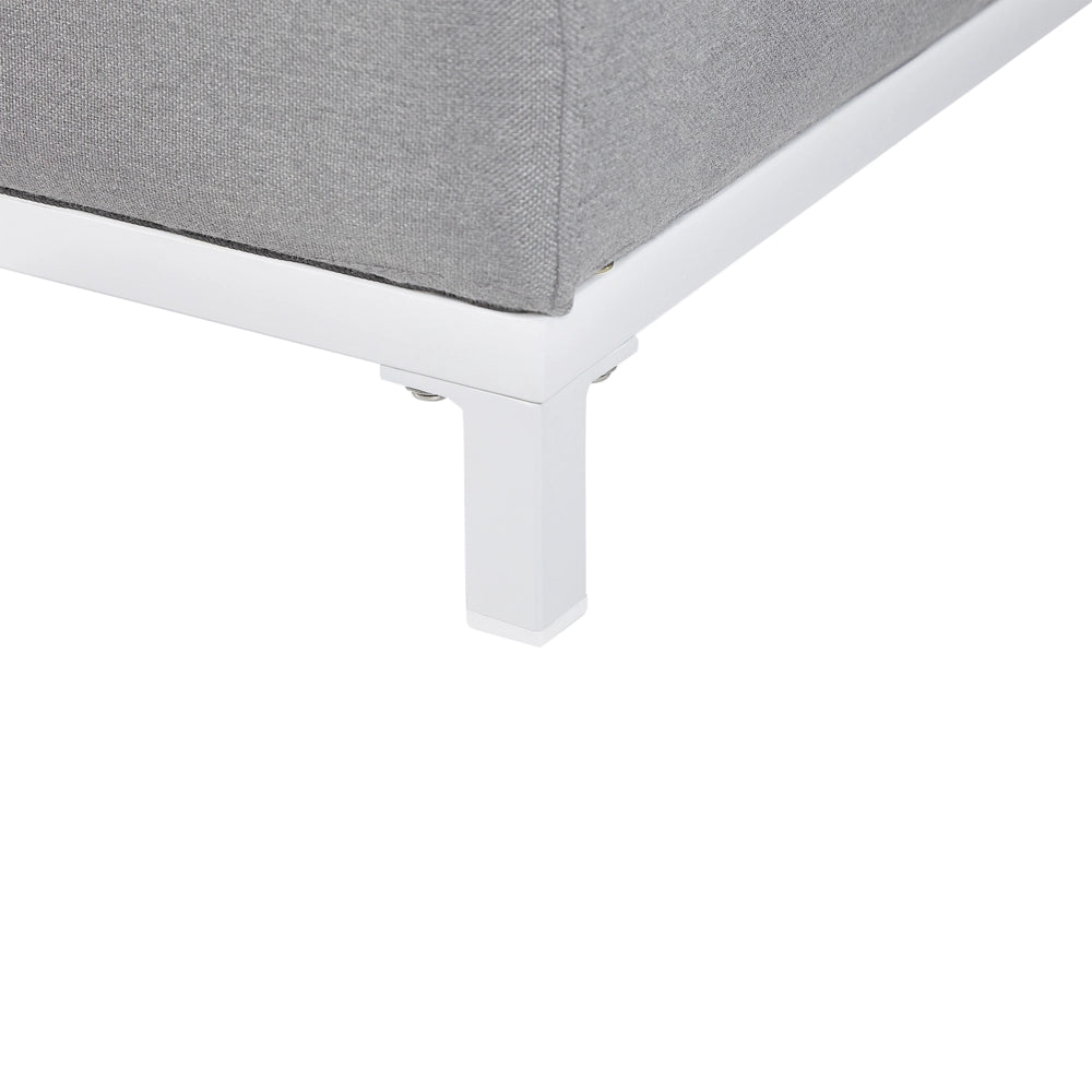 Divano da giardino in tessuto grigio e gambe in alluminio bianco mobili da esterno per interni resistente alle intemperie