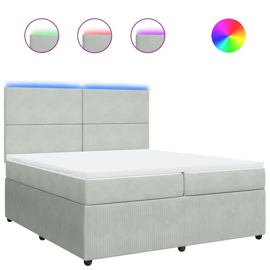 Giroletto a Molle con Materasso Grigio Chiaro 200x200cm Velluto