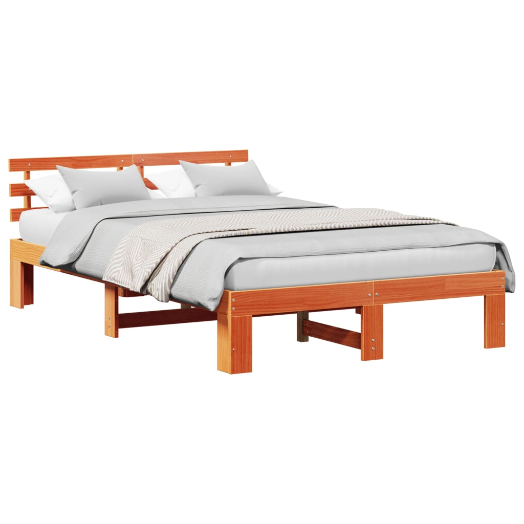 Struttura Letto in Legno di Pino Marrone Cerato Legno Massello