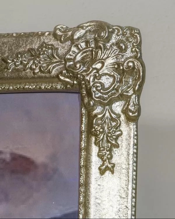Mobili2g - portafoto in foglia argento rettangolare - misure: l.27 x h.33 x p.2