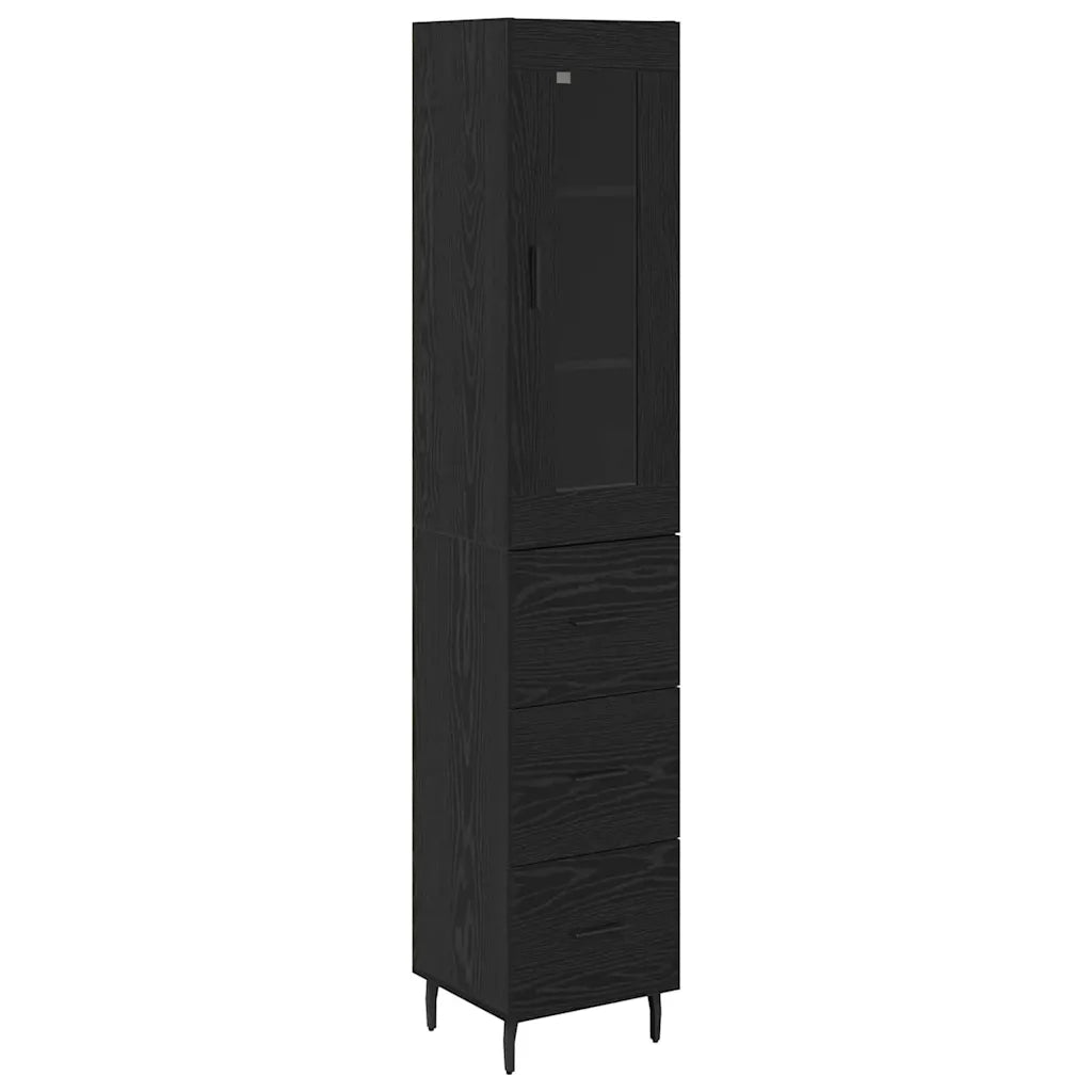 Credenza Rovere Nero 34,5 x 34 x 180 cm Legno multistrato
