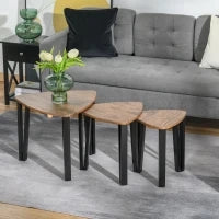 Set di 3 Tavolini da Caffè di Design Diverse Grandezze Finitura in Noce
