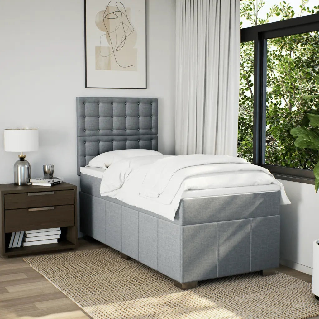 Giroletto a Molle con Materasso Grigio Chiaro 90x190 cm Tessuto