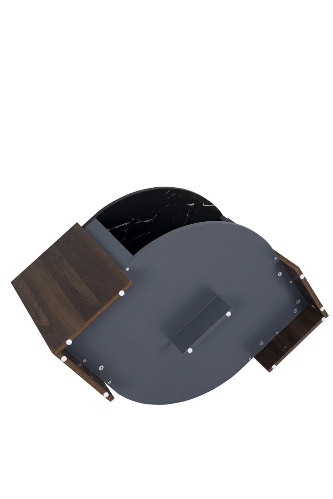 TAVOLINO DA CAFFÈ 96,5x63x40 cm Effetto marmo nero e legno, vano contenitore