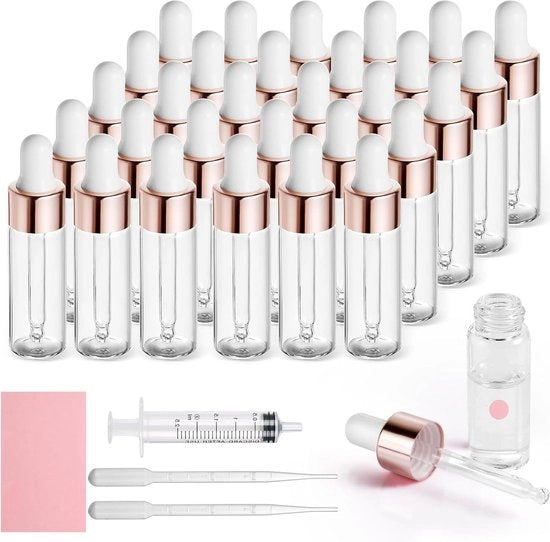Mini-pipette da 3 ml - Bicchieri di vetro per gocce - 30 pezzi - Con pipetta per gocce