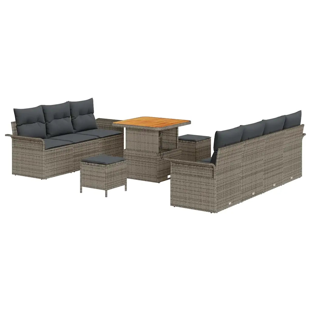Set Divano da Giardino con cuscino 10 pcs Grigio polyrattan 3362098