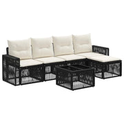 Set Divano da Giardino 6 pcs Nero e Bianco Crema polyrattan 3435112