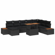 Set da Pranzo per Giardino con cuscino 9 pcs Nero e Marrone 3350095