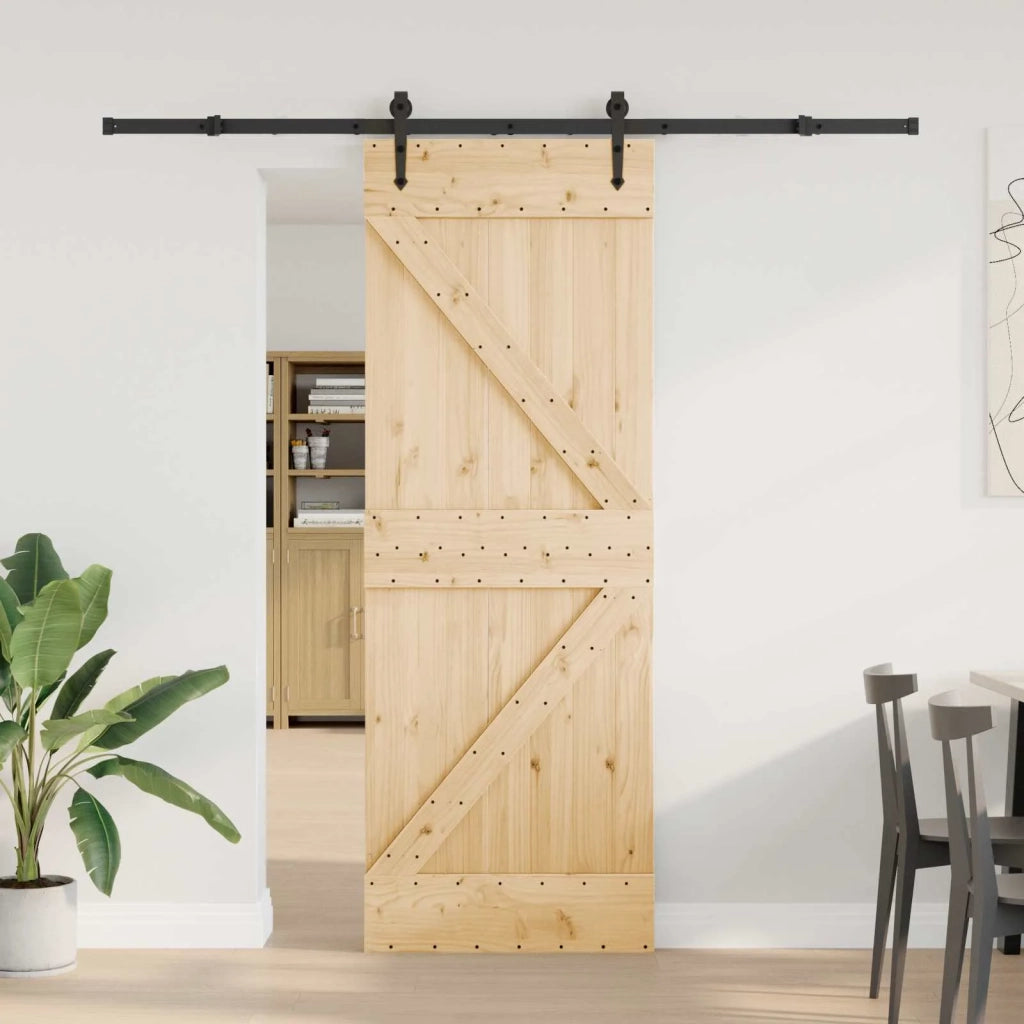 Porta scorrevole NARVIK Naturale e Nero 70 x 210 cm (213,5 cm)
