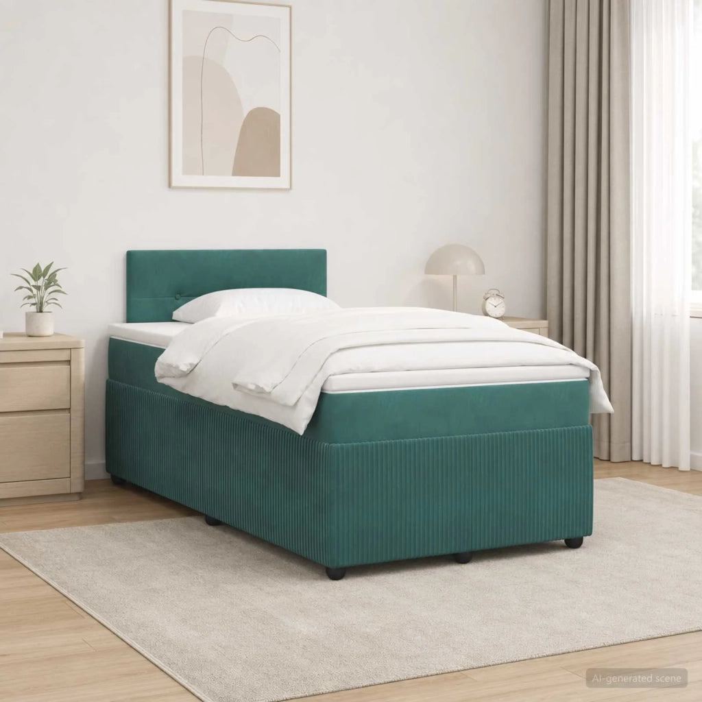 Letto box spring con materasso Verde Scuro 120 x 190 cm Velluto 3453104