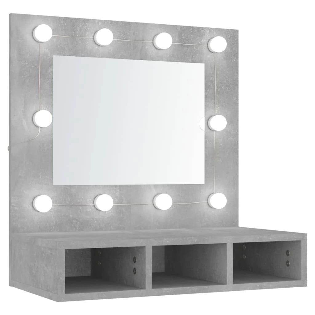 Armadio a specchio con illuminazione a LED 60 x 31,5 x 62 cm grigio 02_0006673
