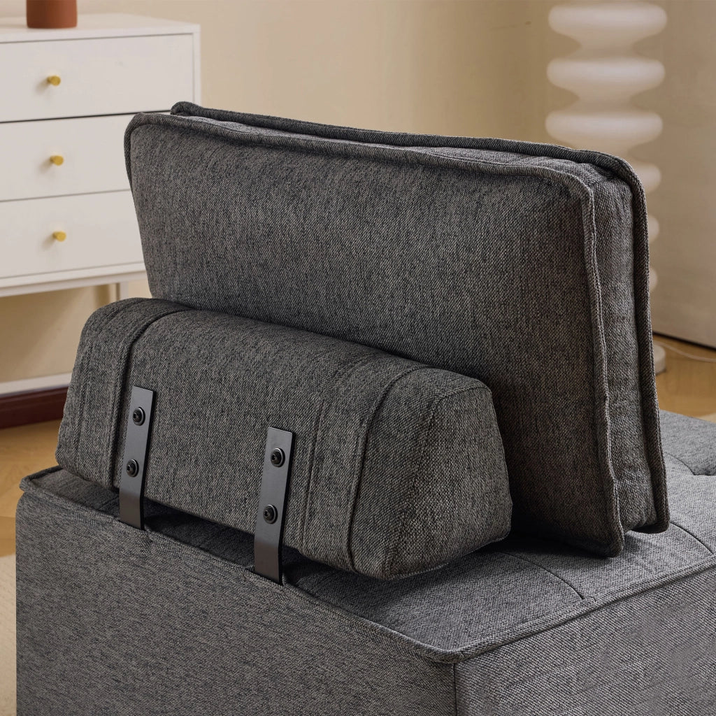 Divano modulare compatto per piccoli spazi con comfort morbido e facile da spostare in legno multistrato grigio scuro