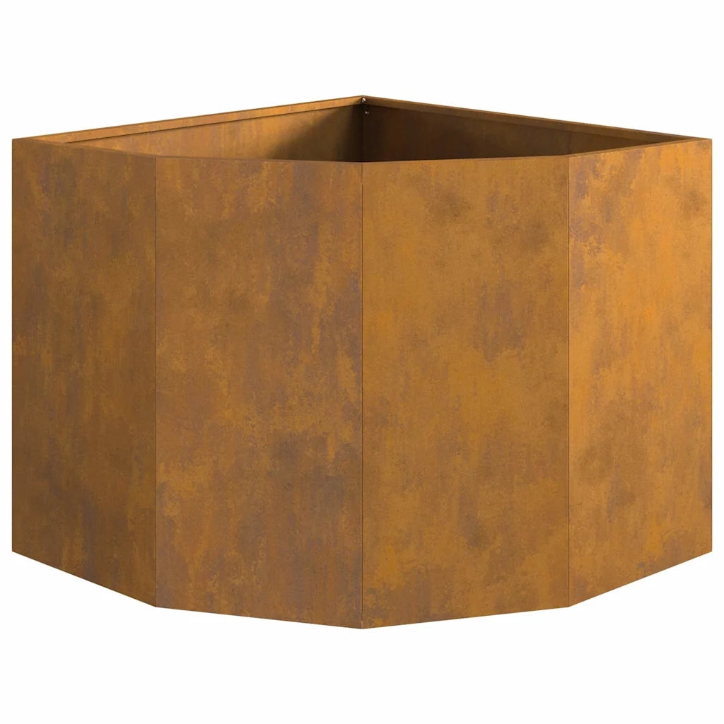 Vaso d'angolo-Fioriera-Contenitore per Piante Ruggine 60 x 60 x 50 cm acciaio corten