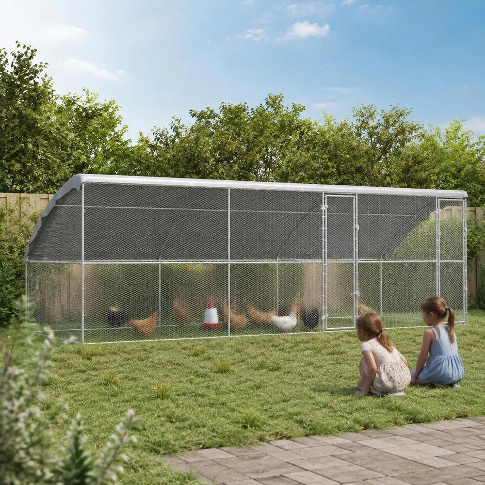Chicken Cage Silver 600 X 200 X 198.5 Cm Galvanized Steel