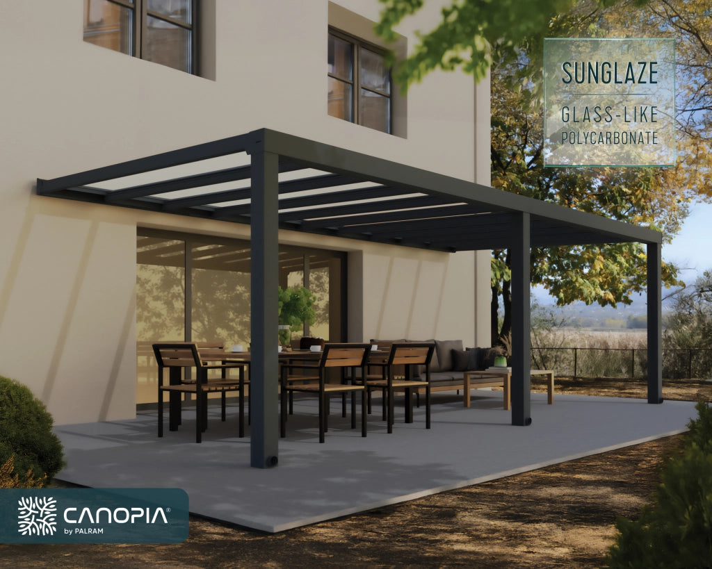 Pergola Addossata in Alluminio di Premium Stockholm 3.4X7.3 m Trasparente