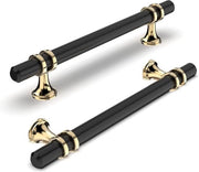 Set di maniglie per armadi 128 mm di distanza da foro - set di 10 - maniglie per armadi e cucina - oro + nero