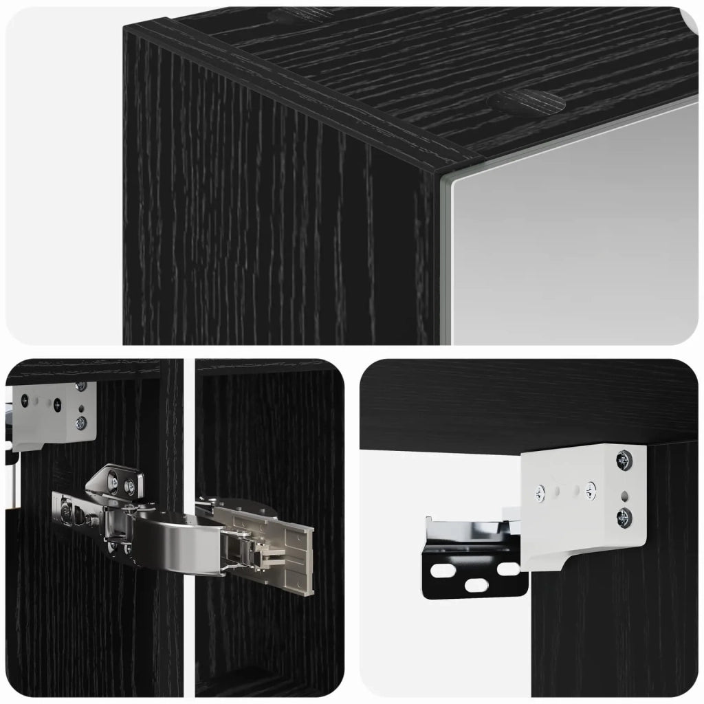 Mobiletto per specchio da bagno Rovere Nero 50 x 14,5 x 70 cm 889208