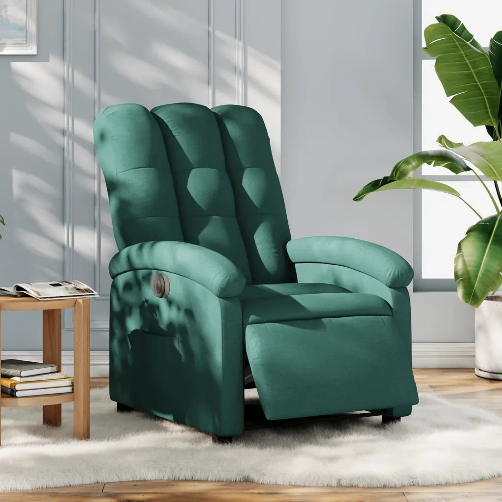 Poltrona | Sedia Relax Elettrica Reclinabile Verde Scuro in Tessuto