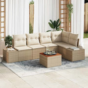 Set Divano da Giardino con cuscino 6 pcs Beige polyrattan