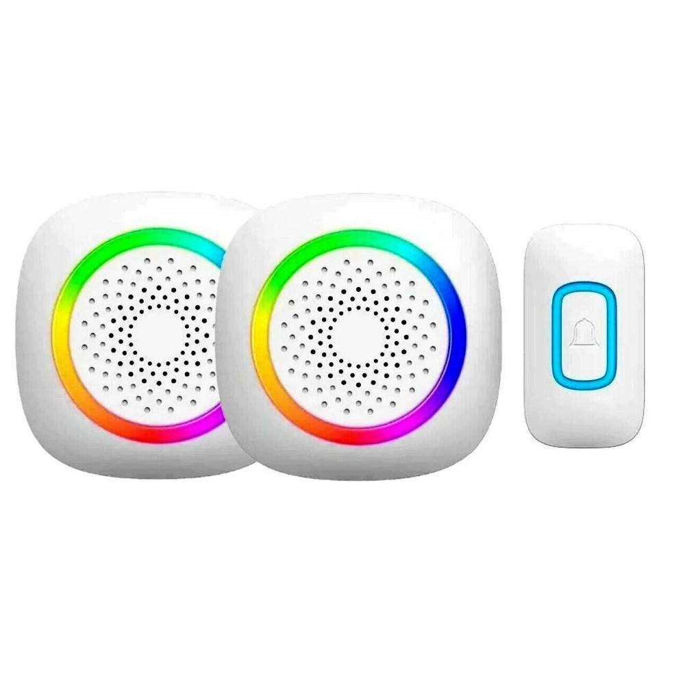 Trade Shop - Set 2 Campanelli Senza Fili Wireless 2 Ricevitori Luce Rgb 60 Melodie Rl-2r3995 -