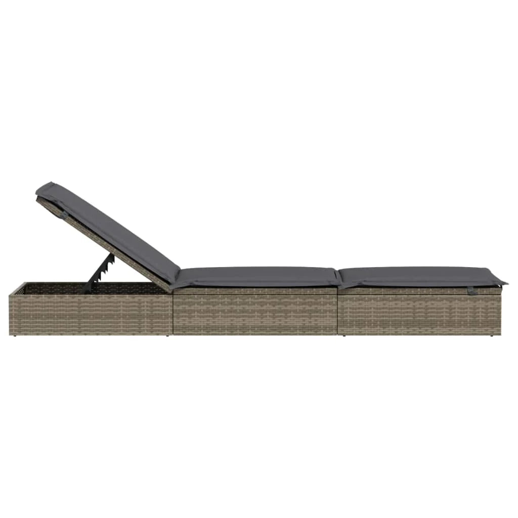 Lettino prendisole sedia a sdraio lettino prendisole letto da giardino mobili da giardino 201 cm con cuscino grigio 201x55x62 cm resina intrecciata 02_0012459