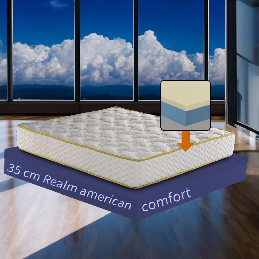 Materasso memory foam Francese 140X200 Cm, Materasso Americano ortopedico contro il mal di schiena ALTO 35 Cm | Materasso memory che NON SI SCALDA con imbottitura anallergica - MOD. BOSTON35
