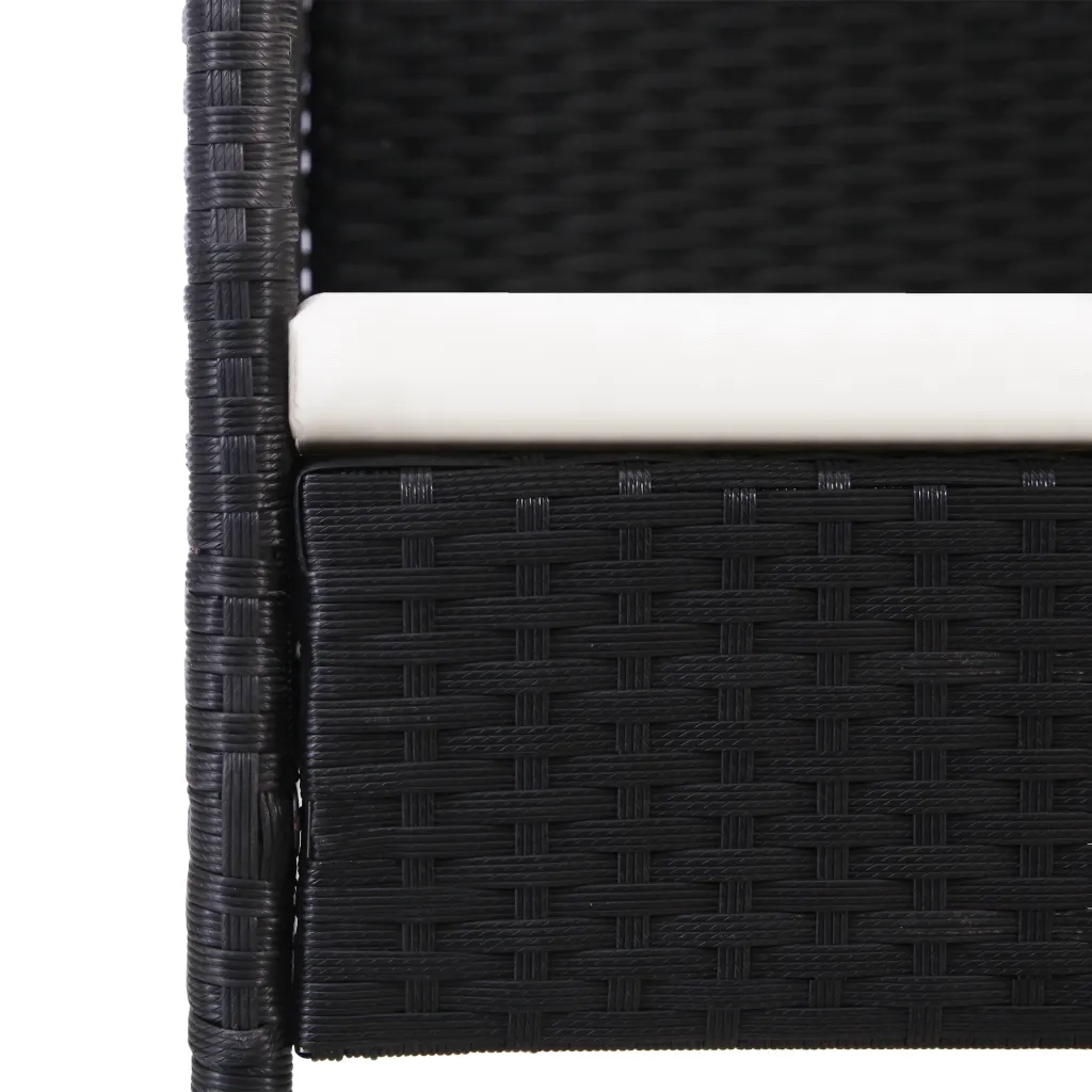 Set da Pranzo da Giardino 5 pz Nero in Polyrattan e Acciaio 3203313