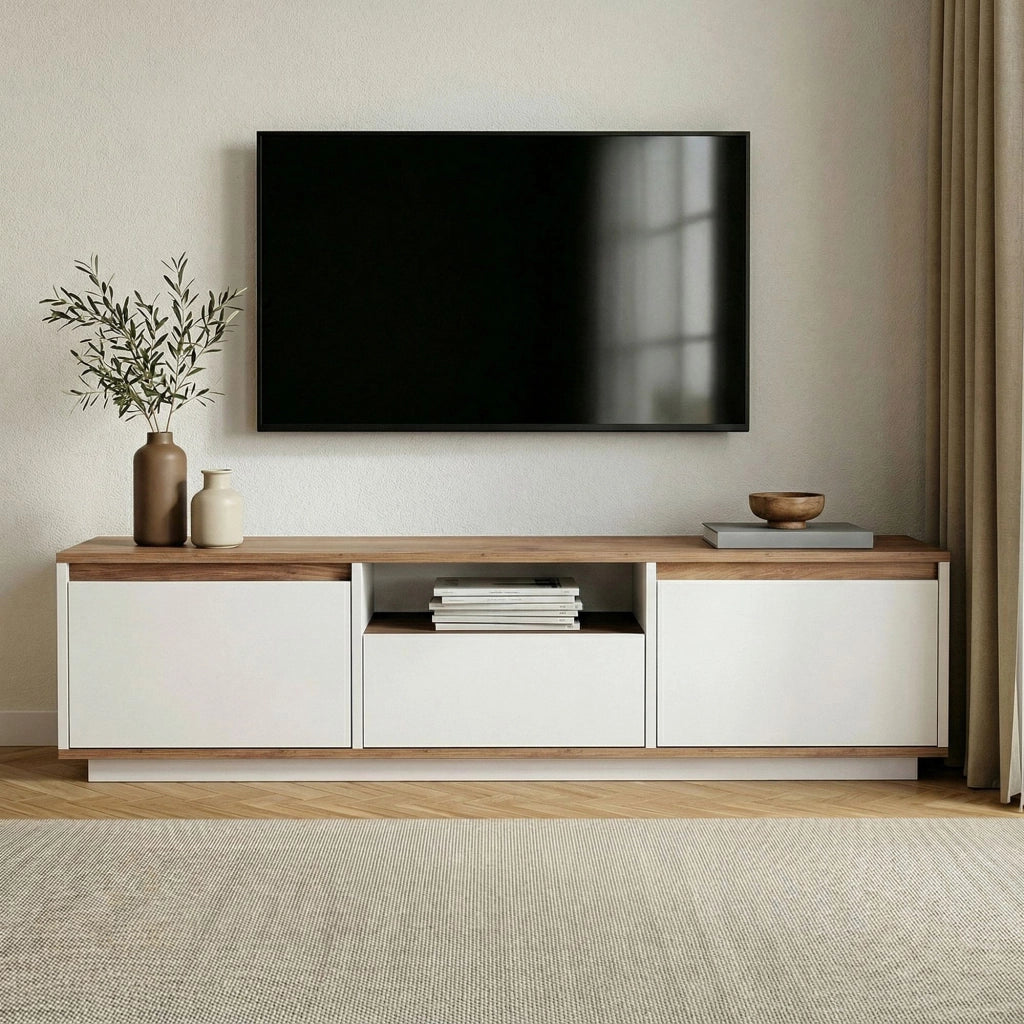 Porta TV in legno "Sentinel" - 160 x 30 x 42 cm - Bianco
