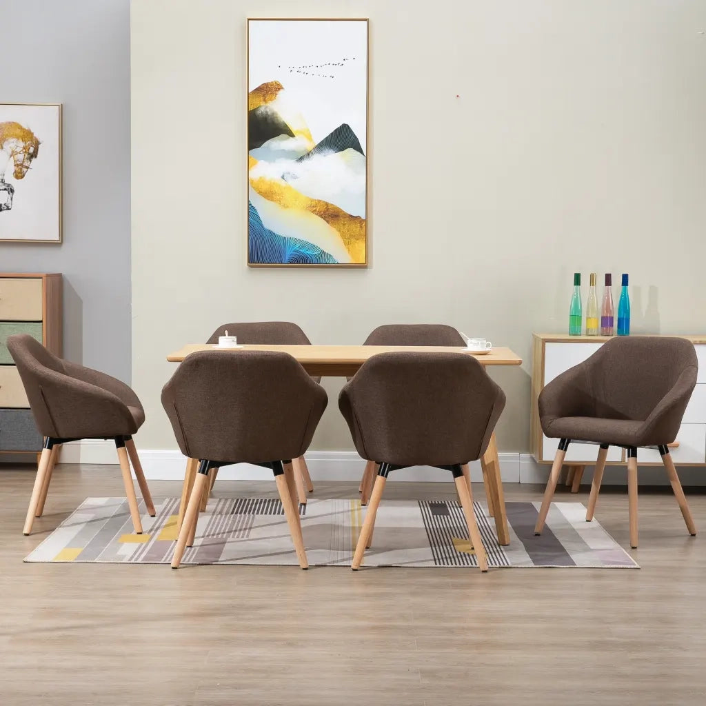 Sedie da Pranzo 6 pz Marroni in Tessuto cod mxl 7649