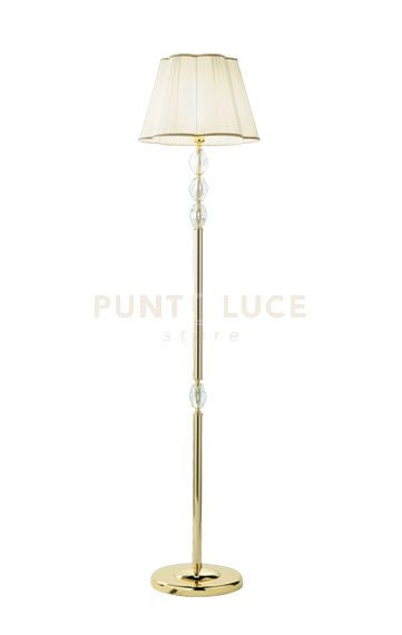 PIANTANA BRIGIDA 1 LUCE ATTACCO E27 H.150+29CM IN CRISTALLO E ORO PARALUME AVORIO E ORO