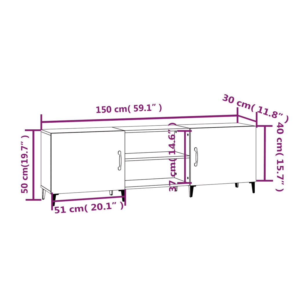 Mobile Porta TV Grigio Sonoma 150x30x50 cm in Legno Multistrato 817505