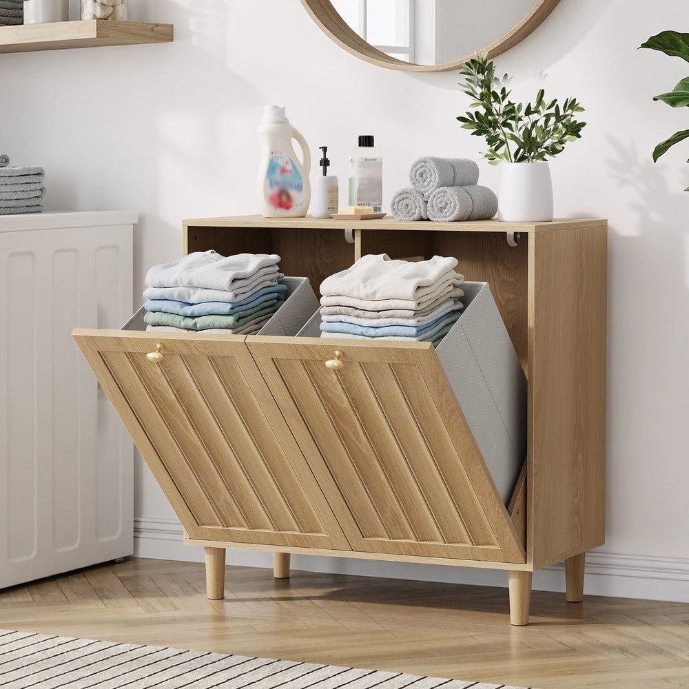 Portabiancheria con Cesto Estraibile ¨C MINIMAL ¨C Rovere, Freestanding