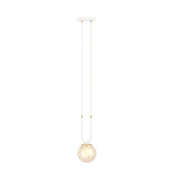 Lampada a sospensione GLAM in acciaio bianco e vetro ambrato